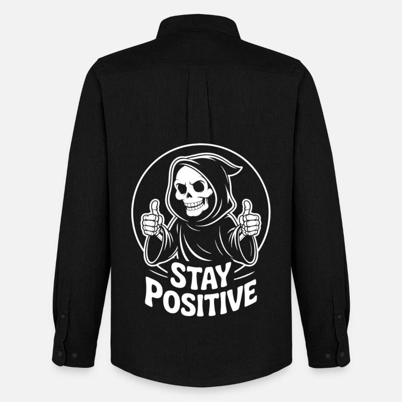 Skelett Grim Reaper Stay Positive - Männer Oxford Hemd von Stanley/Stella - Schwarz