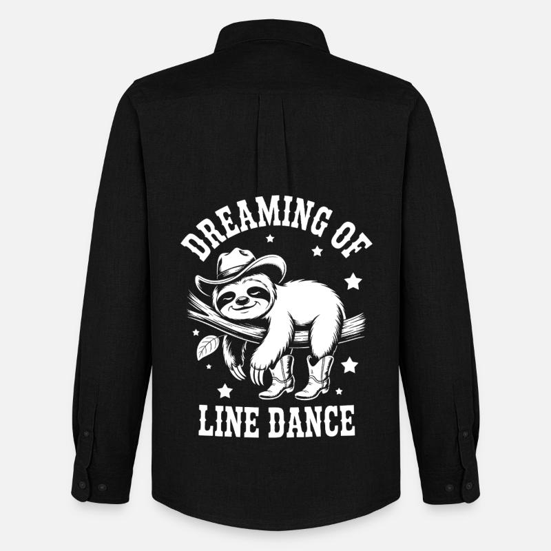 Faultier LineDance Cowboy - Männer Oxford Hemd von Stanley/Stella - Schwarz