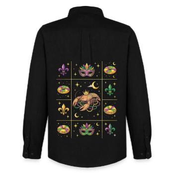 Mardi Gras du Carnaval des Écrevissés - Chemise Oxford homme Stanley/Stella - noir - Dos - AI Model Male 185 dark (185cm)