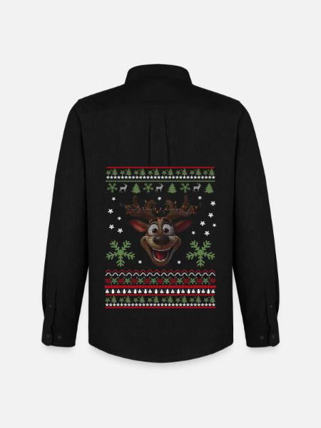 Happy reindeer with lights - Men's Oxford Shirt by Stanley/Stella - black