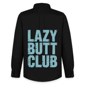 Lazybuttclub Gym Fitness Workout - Men's Oxford Shirt by Stanley/Stella - black - Back - AI Model Male 185 dark (185cm)