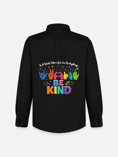 Be Kind Sign Language Inclusive - Men's Oxford Shirt by Stanley/Stella - black