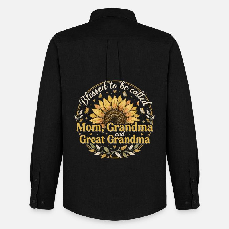 Urgroßmutter-Oma Sonnenblumen-Geschenk - Männer Oxford Hemd von Stanley/Stella - Schwarz