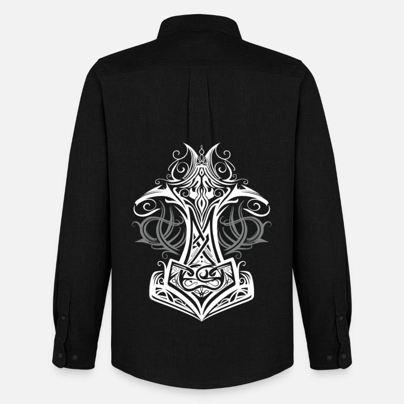 Thors Hammer Mjolnir Wikinger Symbol - Männer Oxford Hemd von Stanley/Stella - Schwarz