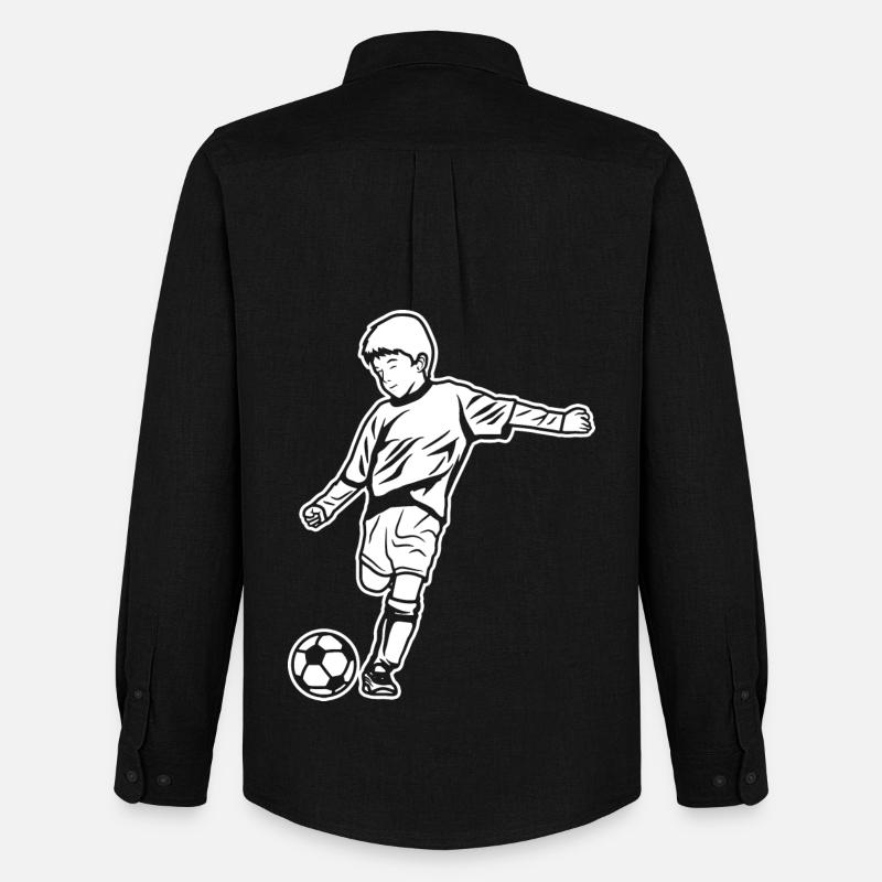 Fußball Junge Zeichnung - Männer Oxford Hemd von Stanley/Stella - Schwarz