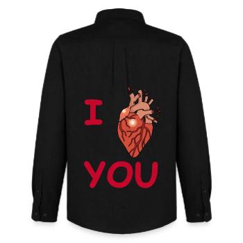 Amour sanguinaire (rouge) - Chemise Oxford homme Stanley/Stella - noir - Dos - AI Model Male 185 dark (185cm)