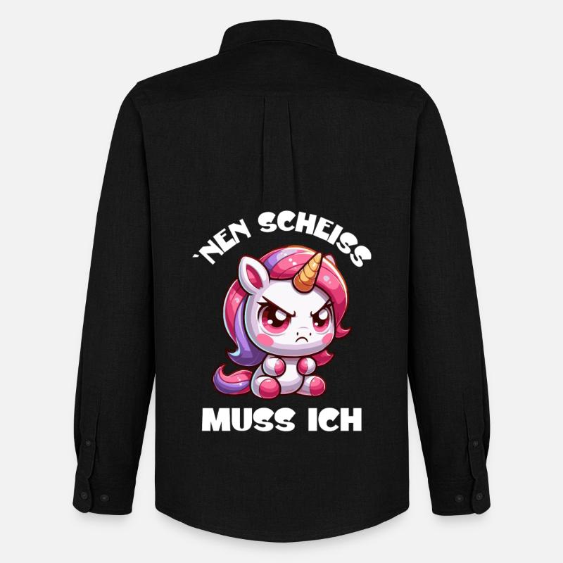 Wütendes Einhorn Chibi Motiv - Männer Oxford Hemd von Stanley/Stella - Schwarz