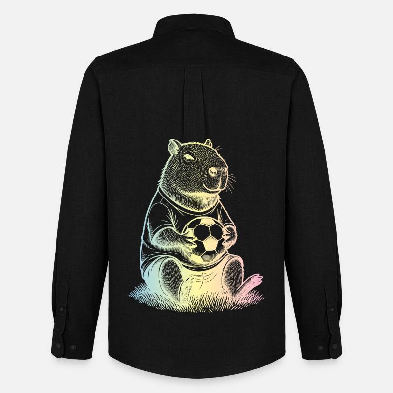 Fußball Capybara - Männer Oxford Hemd von Stanley/Stella - Schwarz