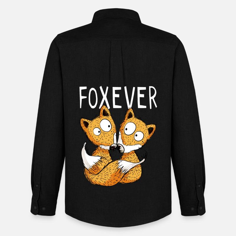 Foxever - Forever - Fuchs - Partnerschaft - Paar - Männer Oxford Hemd von Stanley/Stella - Schwarz