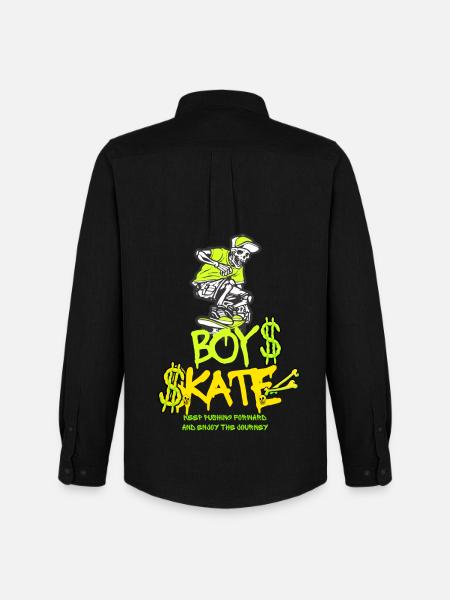 Boy Skateboarding Skull Graphic Design - Men's Oxford Shirt by Stanley/Stella - black
