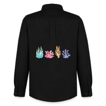 Vibrant Coral Reef - Men's Oxford Shirt by Stanley/Stella - black - Back - AI Model Male 185 dark (185cm)
