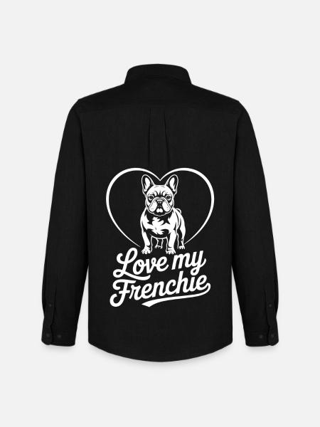 Love My Frenchie Heart Bulldog - Men's Oxford Shirt by Stanley/Stella - black