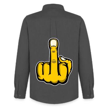Mittelfinger Stinkefinger Design Gelb used - Männer Oxford Hemd von Stanley/Stella - Anthrazit - Hinten - AI Model Male 185 dark (185cm)