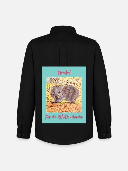 Wombat Shelter Seeker Illustration - Men's Oxford Shirt by Stanley/Stella - black