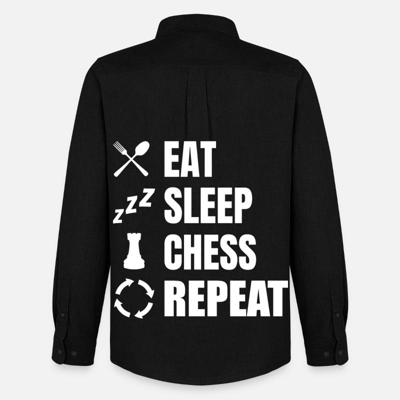 Eat Sleep Chess Repeat - Männer Oxford Hemd von Stanley/Stella - Schwarz
