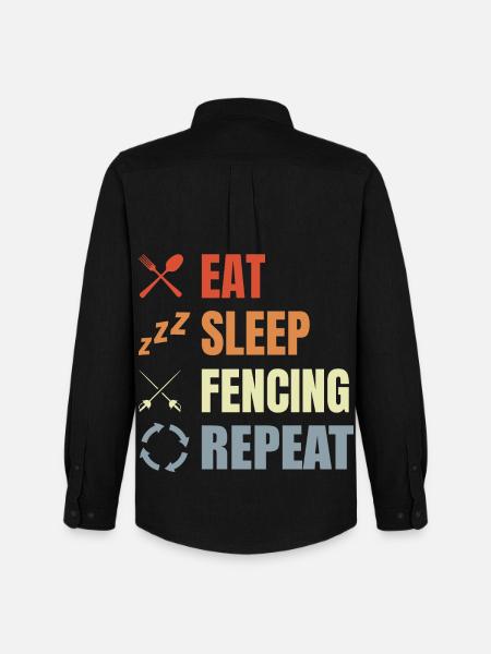 Eat Sleep Fencing Repeat - Männer Oxford Hemd von Stanley/Stella - Schwarz