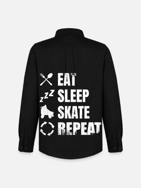 Food Sleeping Roller Skating - Men's Oxford Shirt by Stanley/Stella - black