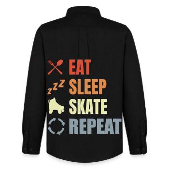 Eat Sleep Skate Repeat - Männer Oxford Hemd von Stanley/Stella - Schwarz - Hinten - AI Model Male 185 dark (185cm)