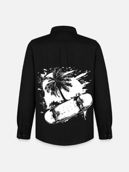 Skateboarding Drawing - Men's Oxford Shirt by Stanley/Stella - black