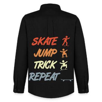 Skating, jumping, tricking, repeating - Men's Oxford Shirt by Stanley/Stella - black - Back - AI Model Male 185 dark (185cm)