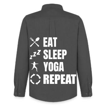 Eat Sleep Yoga Repeat - Men's Oxford Shirt by Stanley/Stella - anthracite - Back - AI Model Male 185 dark (185cm)
