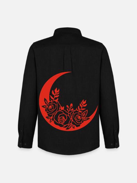 Red Flowering Moon - Men's Oxford Shirt by Stanley/Stella - black