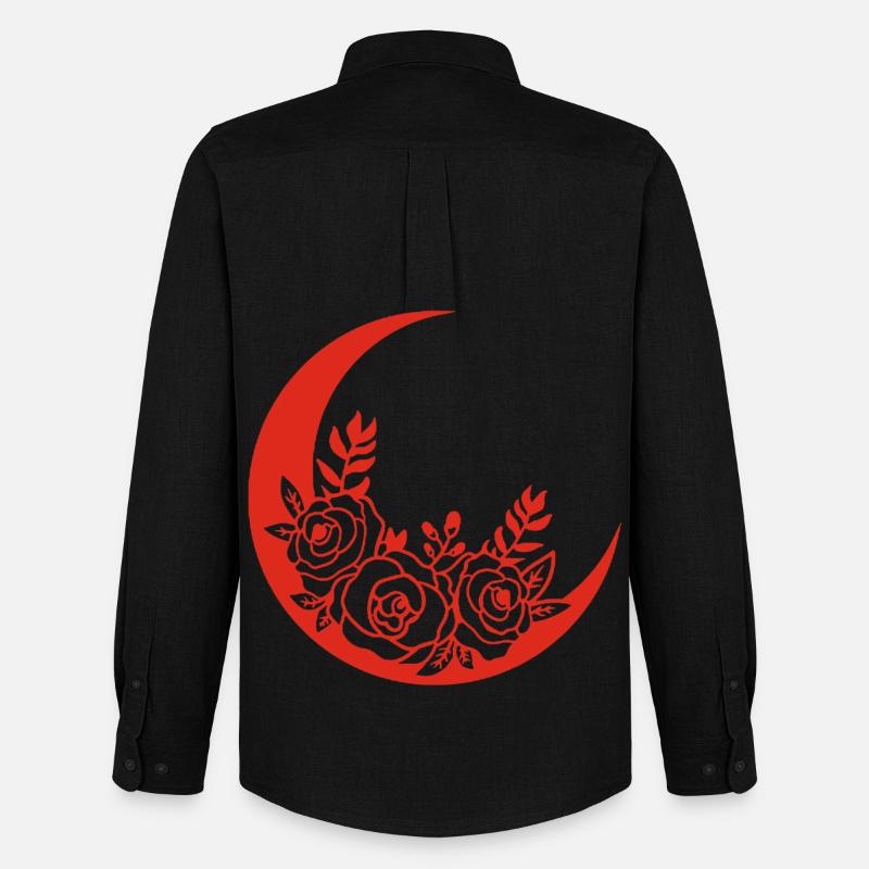 Roter blühender Mond - Männer Oxford Hemd von Stanley/Stella - Schwarz