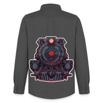 Locomotive Graphics - Men's Oxford Shirt by Stanley/Stella - anthracite - Back - AI Model Male 185 dark (185cm)