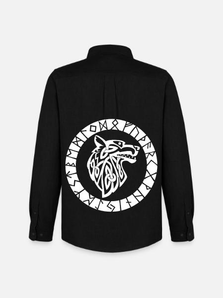 Viking emblem of the white wolf - Men's Oxford Shirt by Stanley/Stella - black