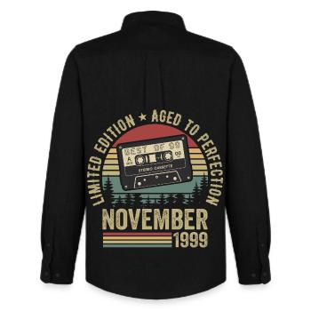 Novembre 1999 - Chemise Oxford homme Stanley/Stella - noir - Dos - AI Model Male 185 dark (185cm)