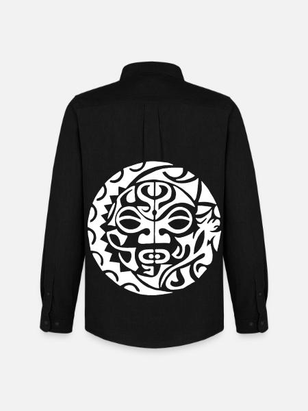 Polynesian skull (white) - Men's Oxford Shirt by Stanley/Stella - black