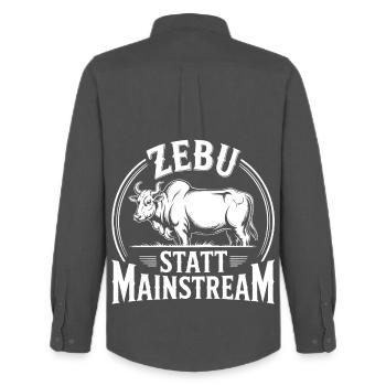 Zebu au lieu de grand public - Chemise Oxford homme Stanley/Stella - charbon - Dos - AI Model Male 185 dark (185cm)