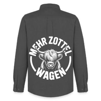 Highlands mehr Zottel wagen Highland Rind - Männer Oxford Hemd von Stanley/Stella - Anthrazit - Hinten - AI Model Male 185 dark (185cm)