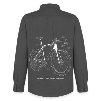 La thérapie à vélo de route serait moins chère, disons-le - Chemise Oxford homme Stanley/Stella - charbon - Dos - AI Model Male 185 dark (185cm)