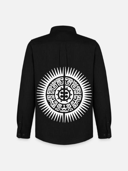Soleil mandala blanc - Chemise Oxford homme Stanley/Stella - noir