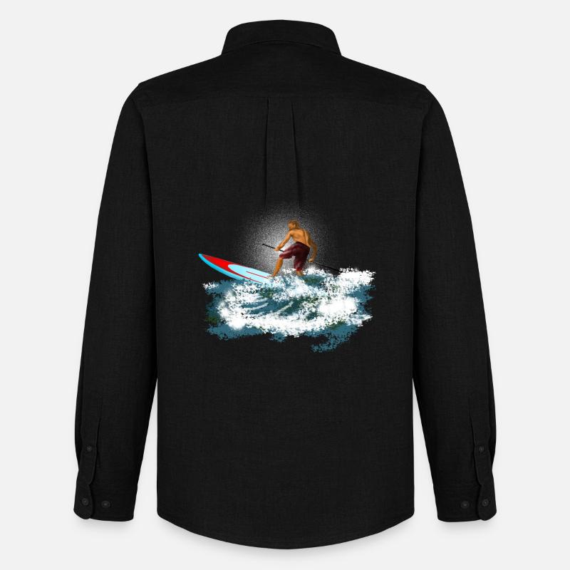 Paddleboarder - Männer Oxford Hemd von Stanley/Stella - Schwarz