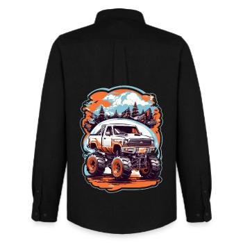 Monstertruck - Männer Oxford Hemd von Stanley/Stella - Schwarz - Hinten - AI Model Male 185 dark (185cm)