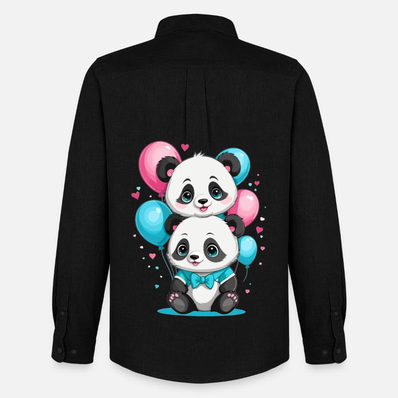 Süße Panda - Männer Oxford Hemd von Stanley/Stella - Schwarz