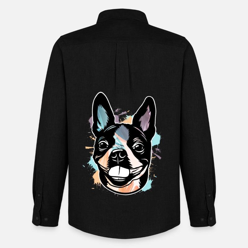 Boston Terrier - Männer Oxford Hemd von Stanley/Stella - Schwarz