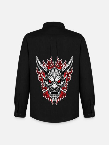 Oni-Maske Höllenporträt Rot Schwarz - Männer Oxford Hemd von Stanley/Stella - Schwarz