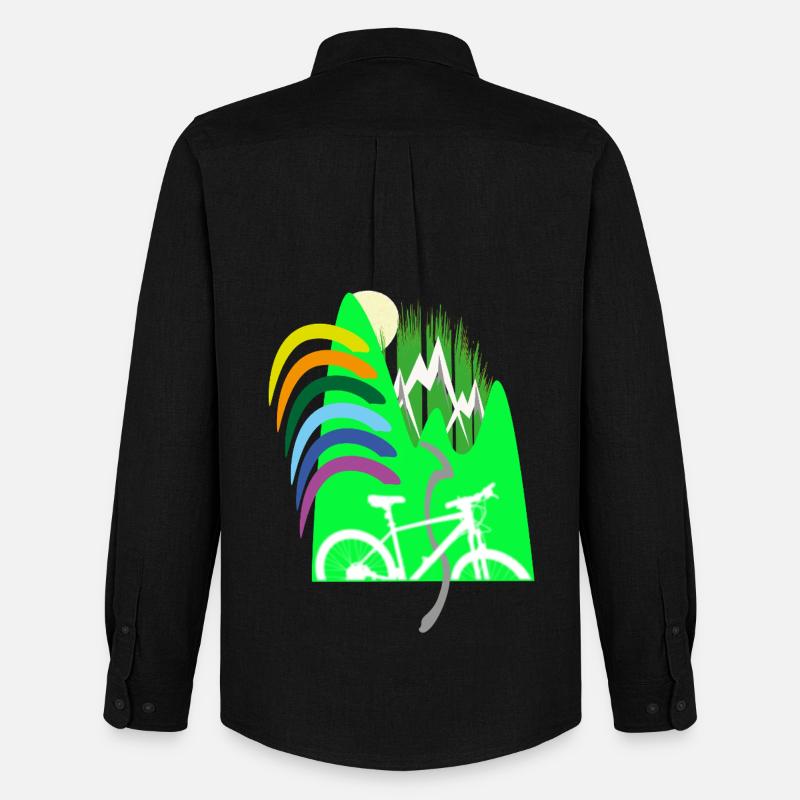 Fahrradpfad Berge Regenbogen - Männer Oxford Hemd von Stanley/Stella - Schwarz