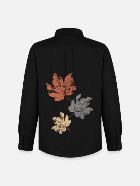 Bunte Herbstblätter Herbstlaub - Männer Oxford Hemd von Stanley/Stella - Schwarz
