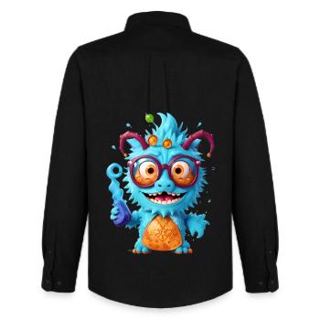 Professeur Monster - Chemise Oxford homme Stanley/Stella - noir - Dos - AI Model Male 185 dark (185cm)