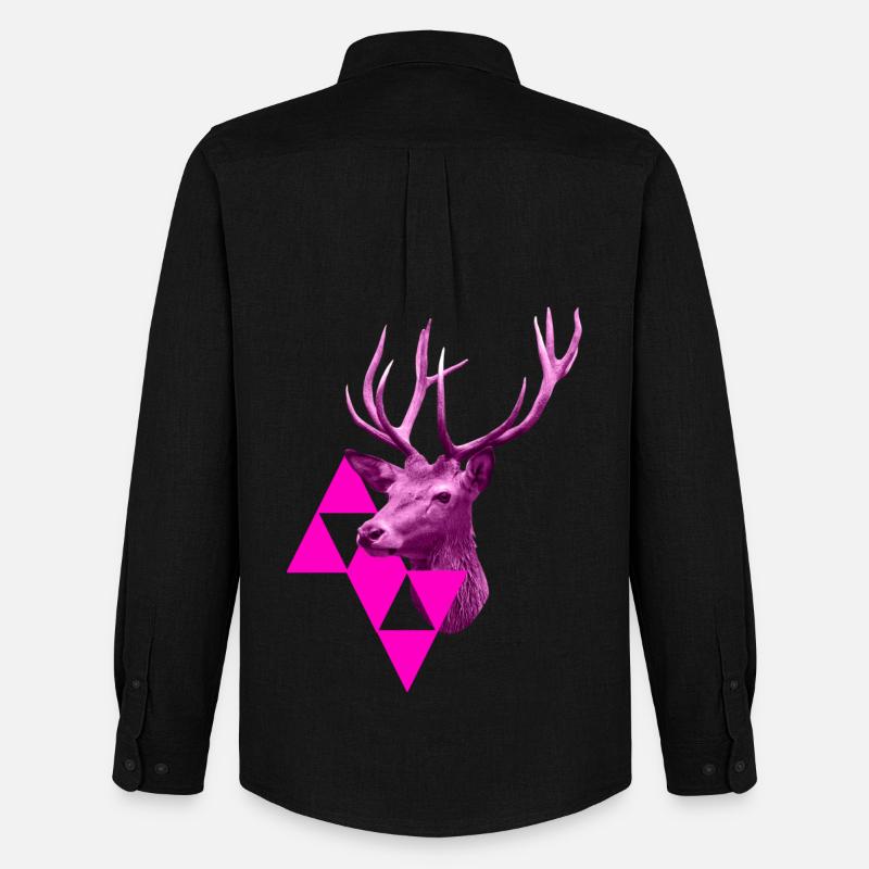 pinker Hirsch - Männer Oxford Hemd von Stanley/Stella - Schwarz