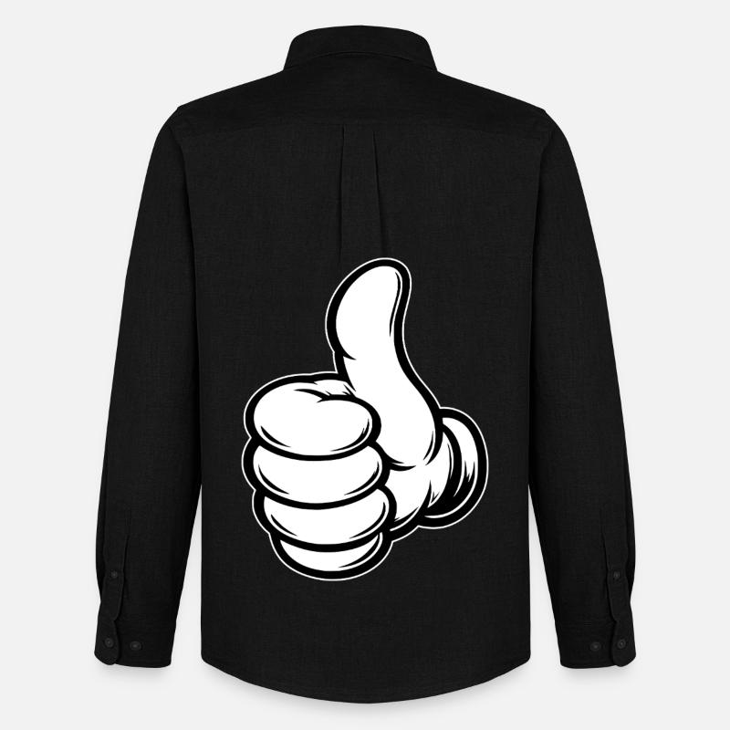 OK Comic Daumenhoch Handsymbol  - Männer Oxford Hemd von Stanley/Stella - Schwarz