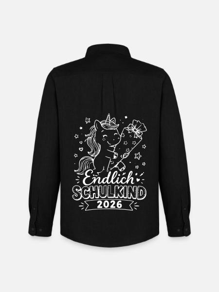 Endlich Schulkind 2026 Einhorn - Männer Oxford Hemd von Stanley/Stella - Schwarz