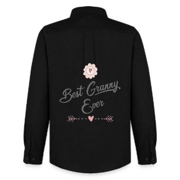 granny - Men's Oxford Shirt by Stanley/Stella - black - Back - AI Model Male 185 dark (185cm)