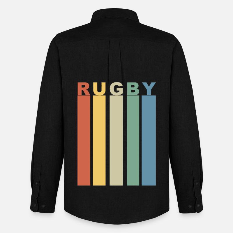 Retro-Rugby-Band mit vertikalen Farben - Männer Oxford Hemd von Stanley/Stella - Schwarz