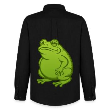 Dicker fetter Frosch - Dicke fette Kröte - Männer Oxford Hemd von Stanley/Stella - Schwarz - Hinten - AI Model Male 185 dark (185cm)