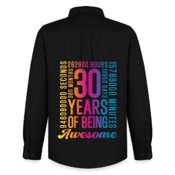30 ans d’anniversaire - Chemise Oxford homme Stanley/Stella - noir - Dos - AI Model Male 185 dark (185cm)